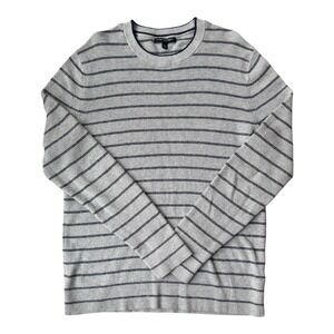 Banana Republic Men's Gray Navy Striped Wool Blend Sweater Size Large Heritage